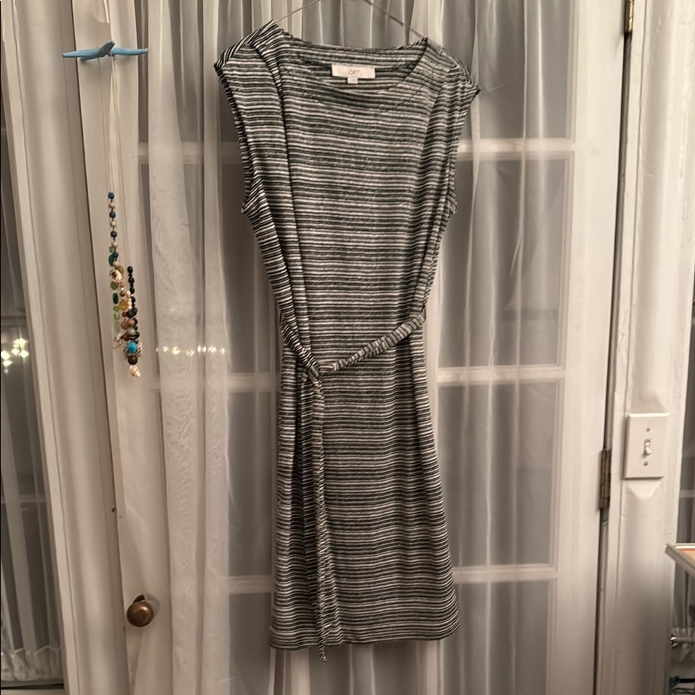Striped Sleeveless Dress - Gray